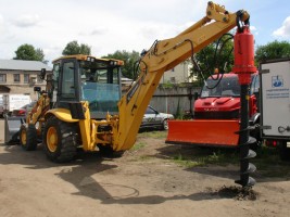Аренда гидробура. Гидробур на экскаваторе - погрузчике JCB.