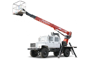 Автовышка телескоп, вездеход, 22м, поворотная люлька